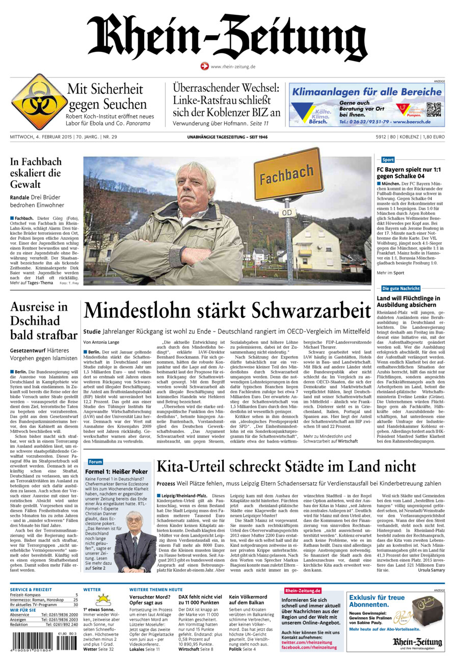 Rhein-Zeitung Koblenz & Region vom Mittwoch, 04.02.2015