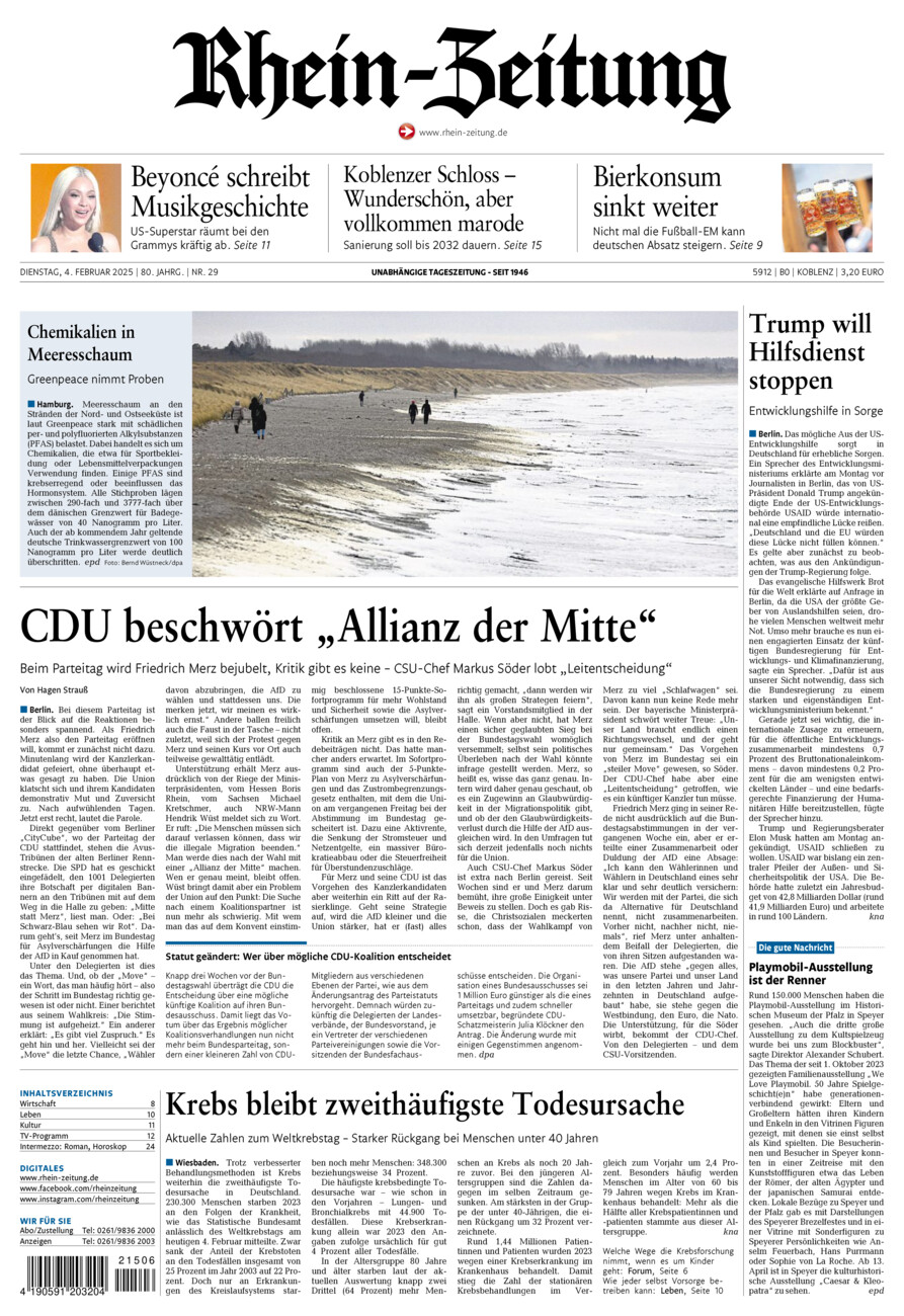 Rhein-Zeitung Koblenz & Region vom Dienstag, 04.02.2025