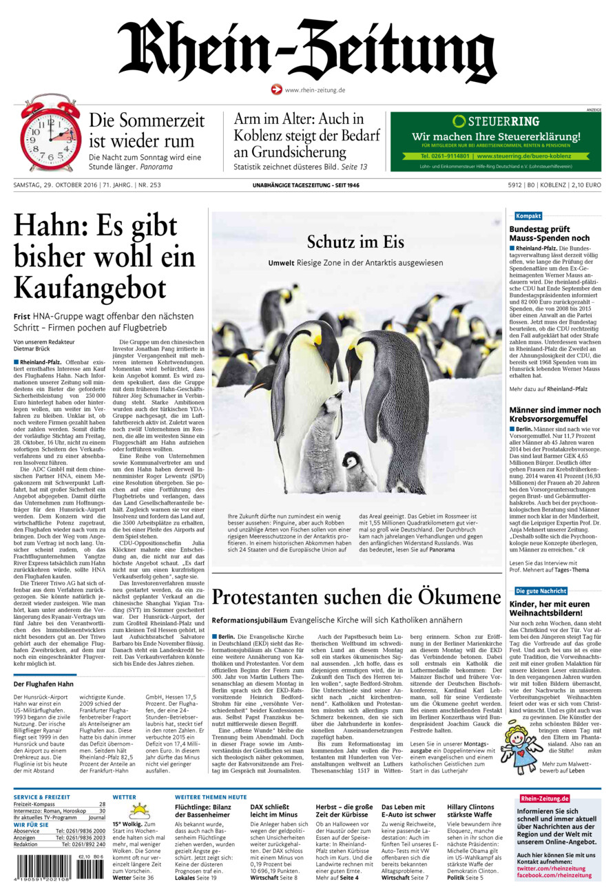 Rhein-Zeitung Koblenz & Region vom Samstag, 29.10.2016