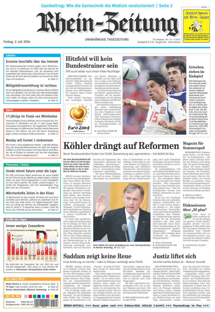 Rhein-Zeitung Koblenz & Region vom Freitag, 02.07.2004