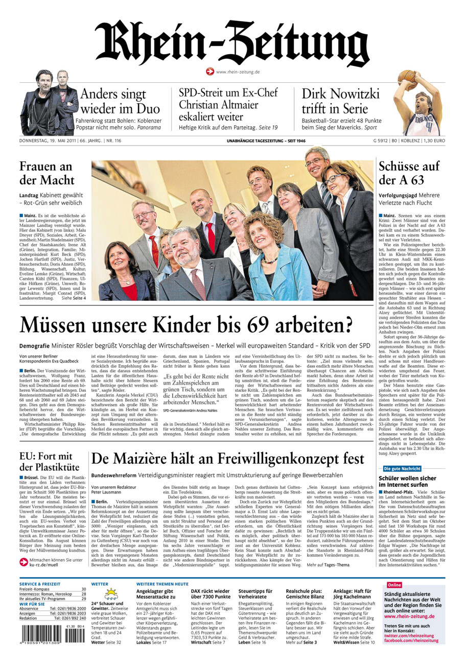 Rhein-Zeitung Koblenz & Region vom Donnerstag, 19.05.2011