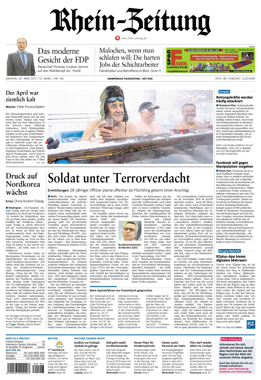 Rhein-Zeitung Koblenz & Region vom Samstag, 29.04.2017