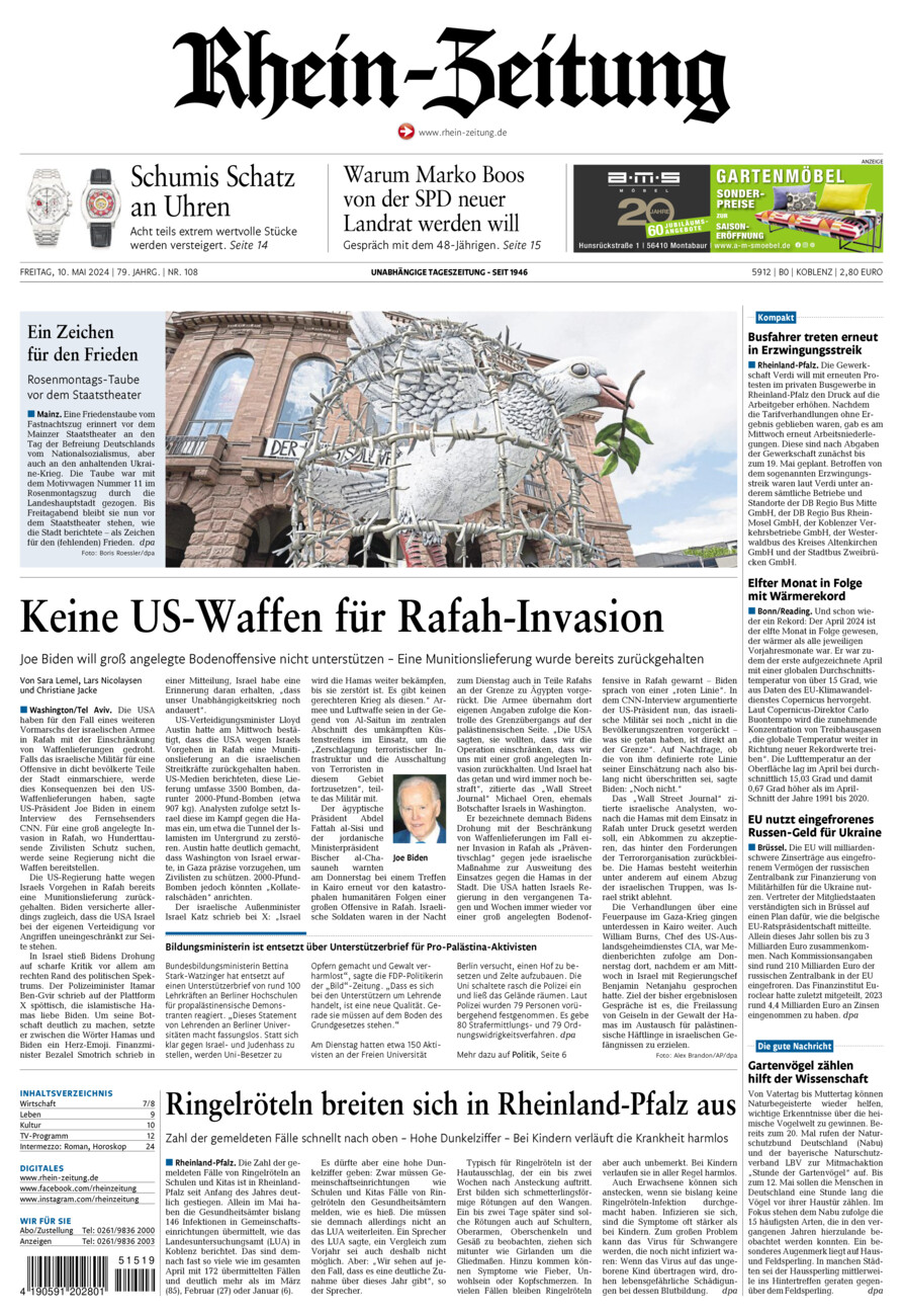 Rhein-Zeitung Koblenz & Region vom Freitag, 10.05.2024