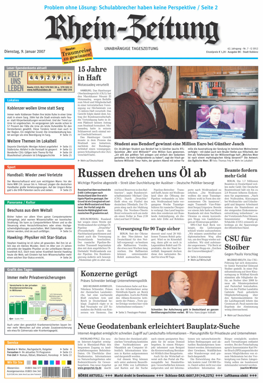 Rhein-Zeitung Koblenz & Region vom Dienstag, 09.01.2007