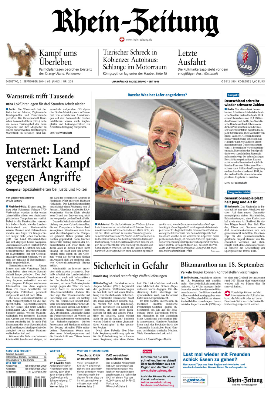 Rhein-Zeitung Koblenz & Region vom Dienstag, 02.09.2014