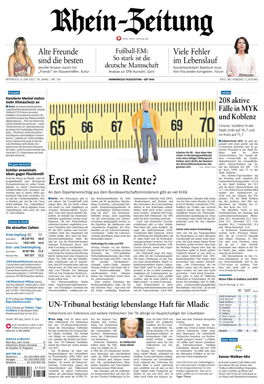 Rhein-Zeitung Koblenz & Region vom Mittwoch, 09.06.2021
