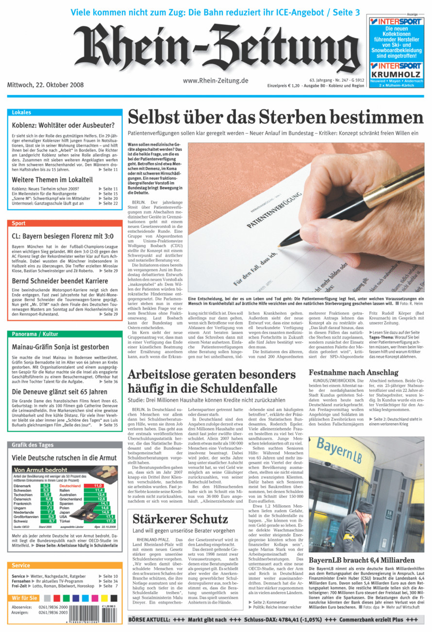 Rhein-Zeitung Koblenz & Region vom Mittwoch, 22.10.2008