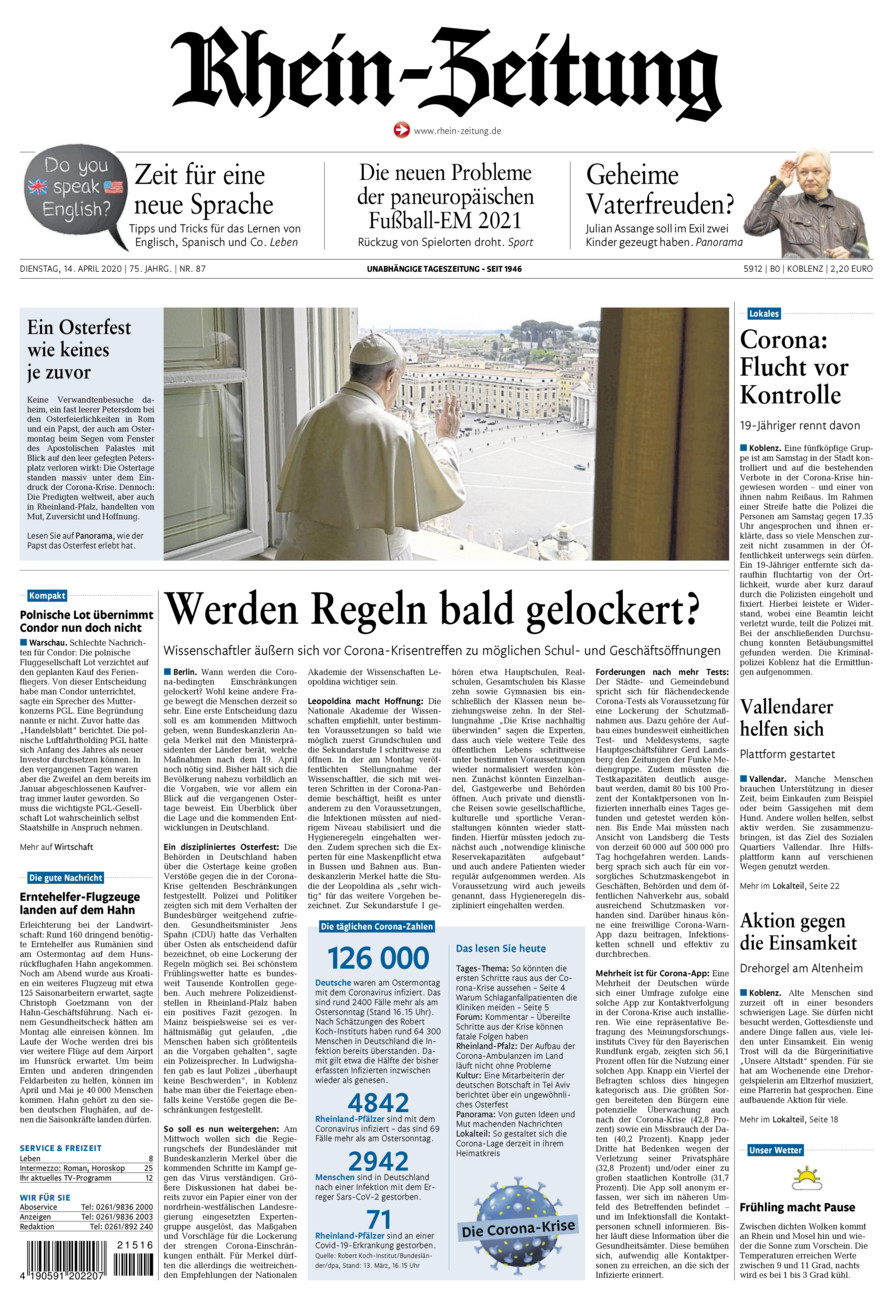 Rhein-Zeitung Koblenz & Region vom Dienstag, 14.04.2020