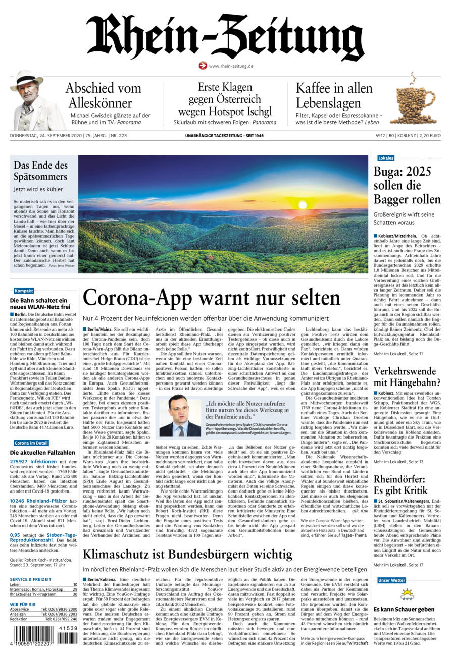 Rhein-Zeitung Koblenz & Region vom Donnerstag, 24.09.2020