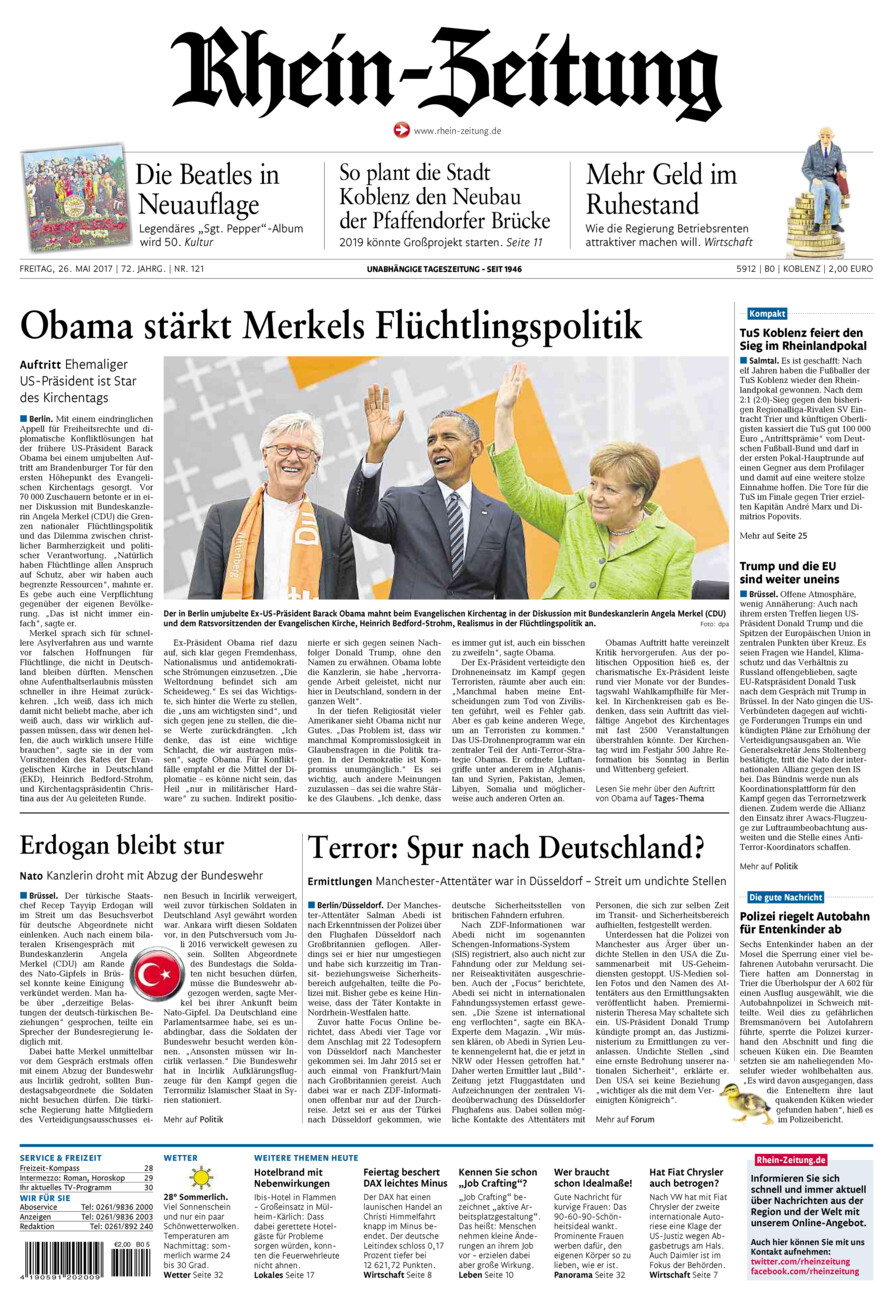 Rhein-Zeitung Koblenz & Region vom Freitag, 26.05.2017