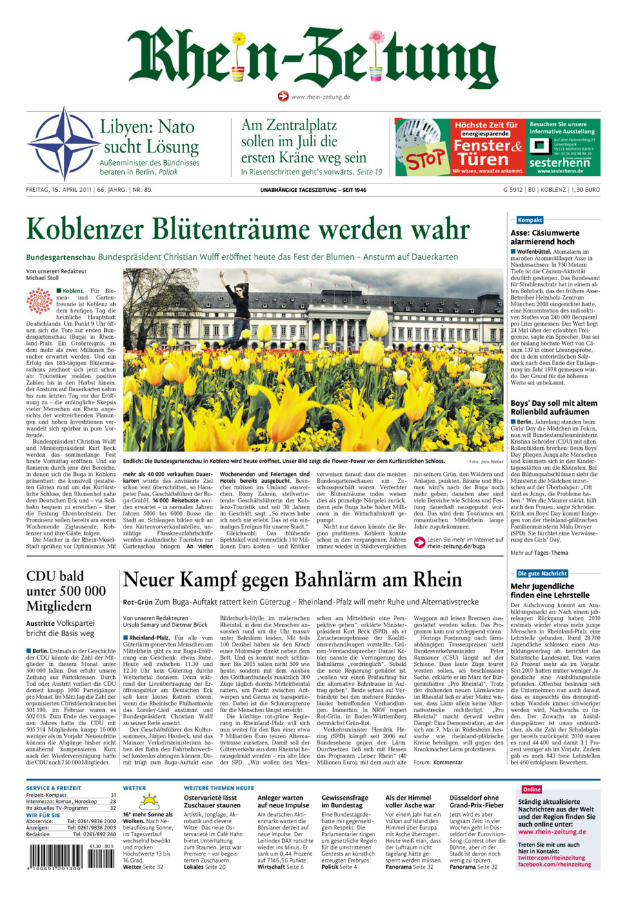 Rhein-Zeitung Koblenz & Region vom Freitag, 15.04.2011