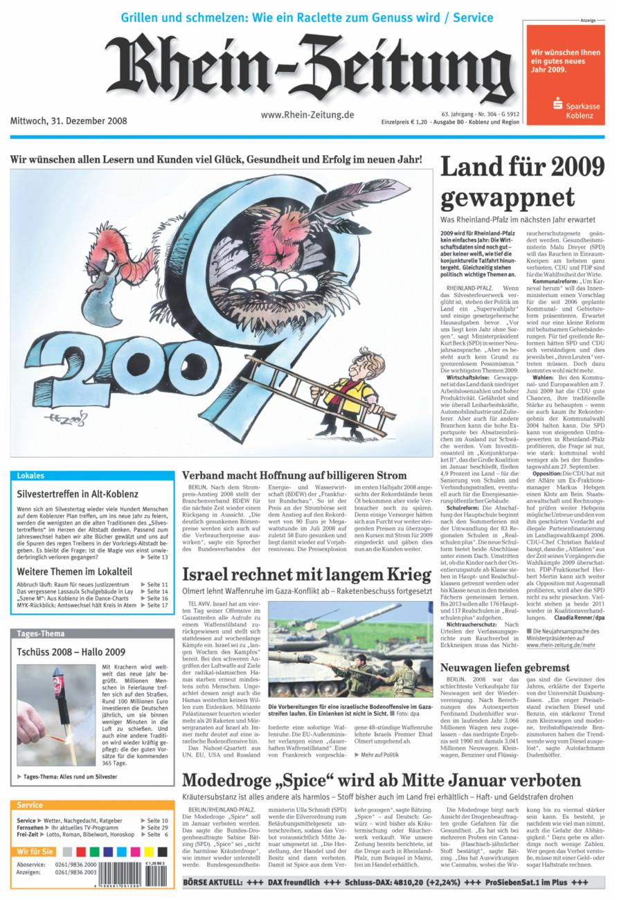 Rhein-Zeitung Koblenz & Region vom Mittwoch, 31.12.2008