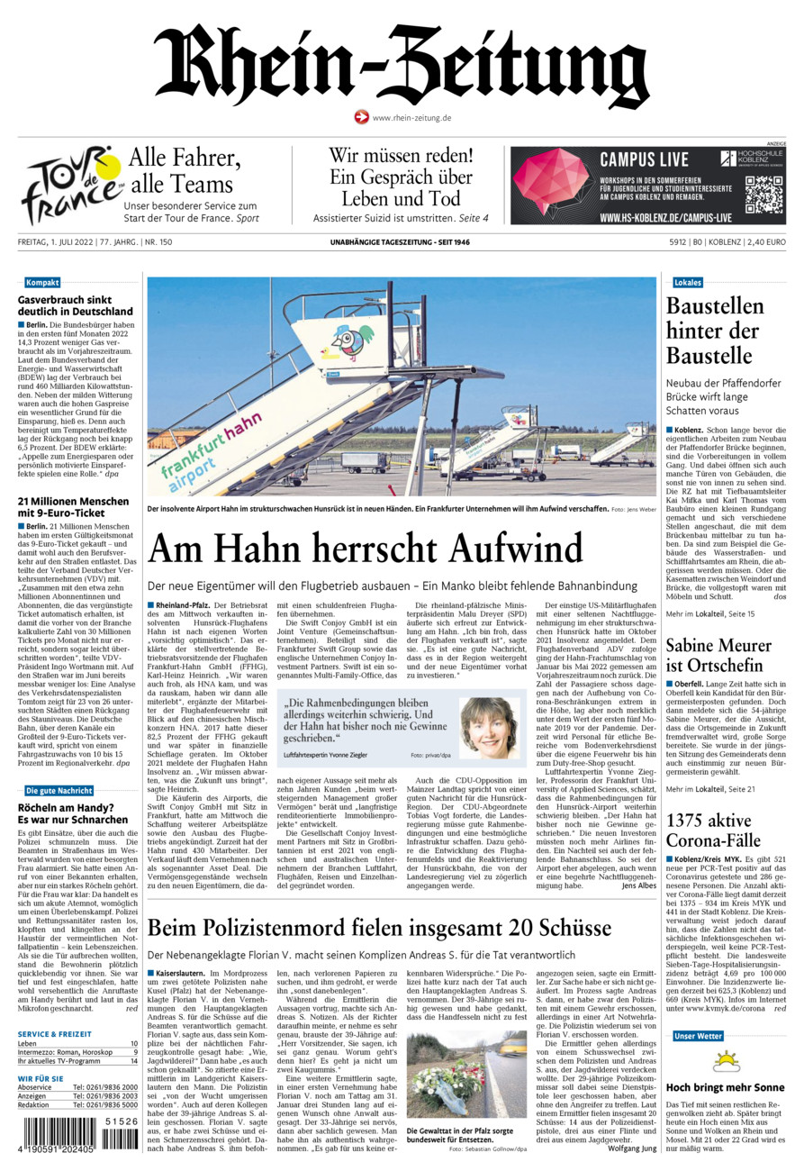Rhein-Zeitung Koblenz & Region vom Freitag, 01.07.2022