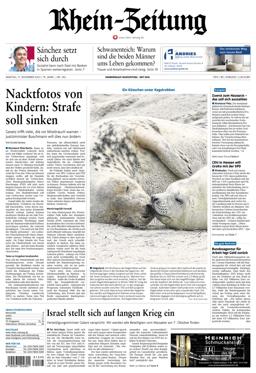 Rhein-Zeitung Koblenz & Region vom Samstag, 11.11.2023