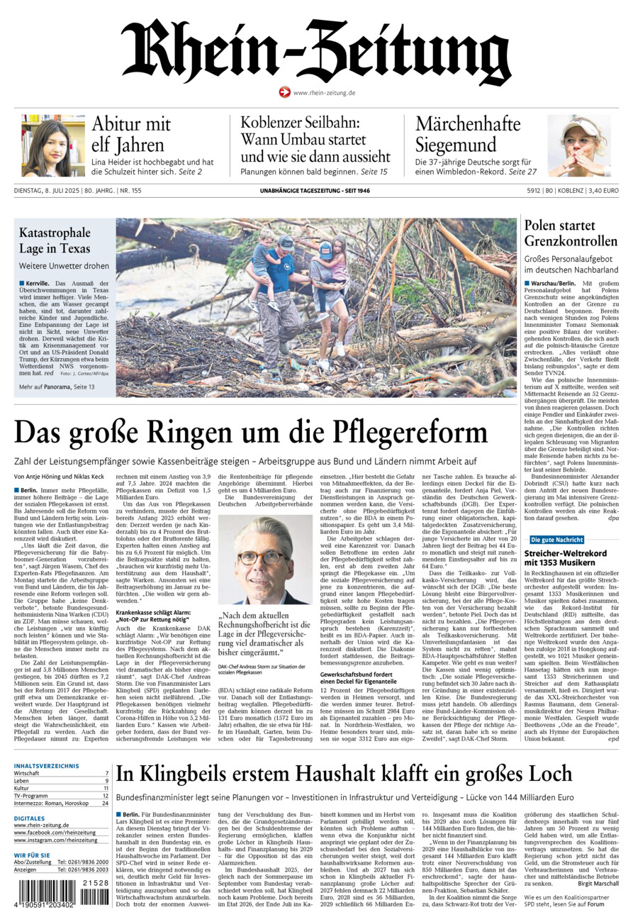 Rhein-Zeitung Koblenz & Region vom Dienstag, 08.07.2025