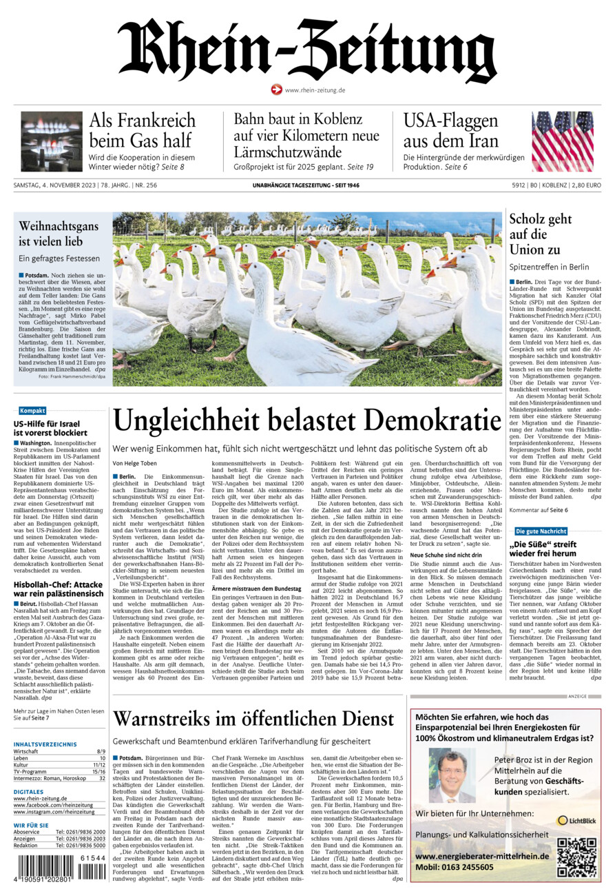 Rhein-Zeitung Koblenz & Region vom Samstag, 04.11.2023