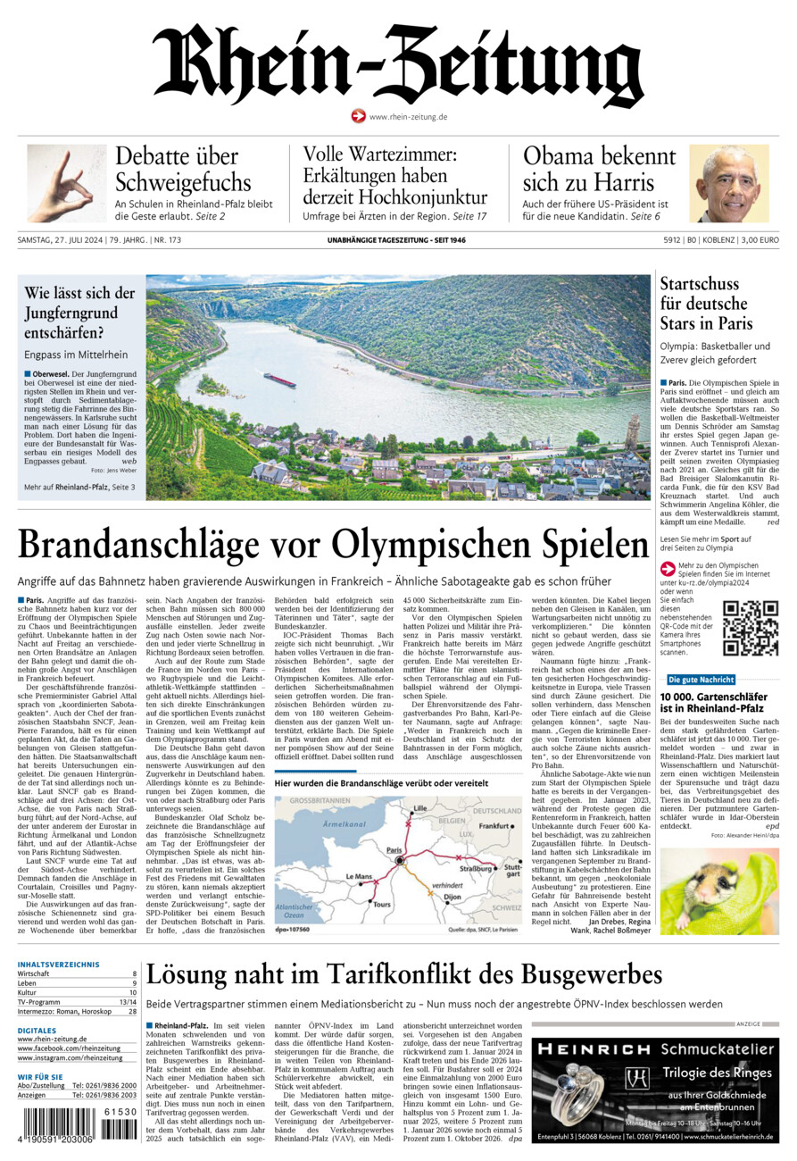 Rhein-Zeitung Koblenz & Region vom Samstag, 27.07.2024