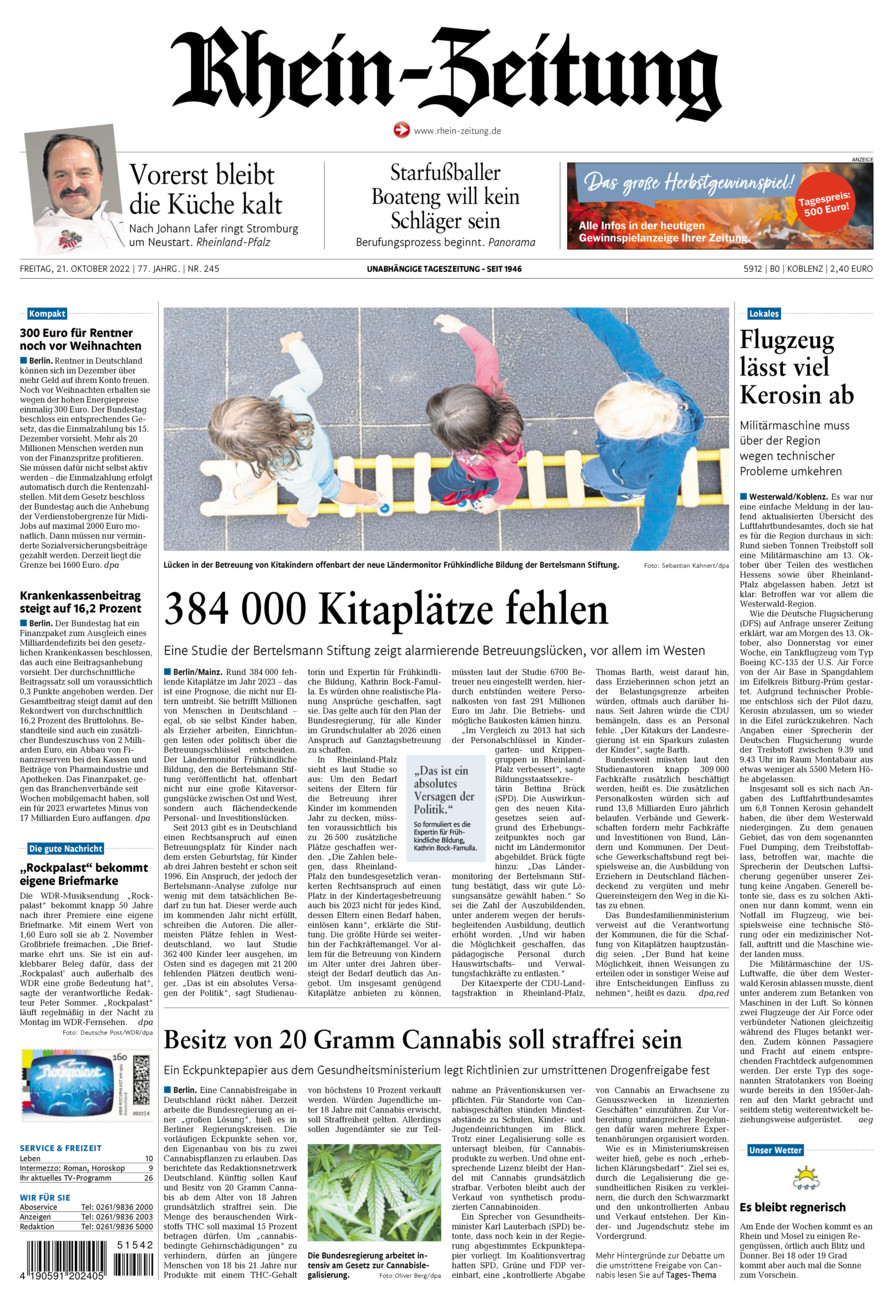 Rhein-Zeitung Koblenz & Region vom Freitag, 21.10.2022
