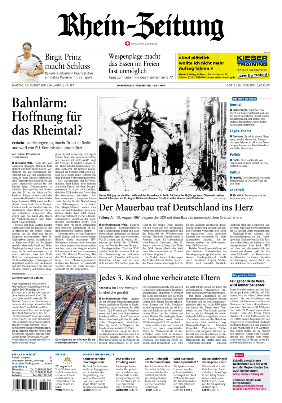 Rhein-Zeitung Koblenz & Region vom Samstag, 13.08.2011