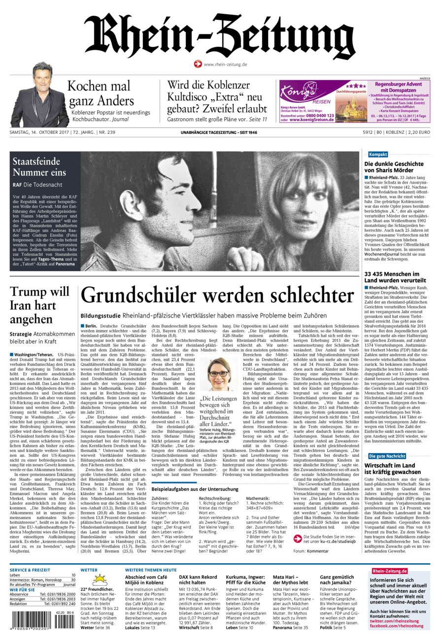 Rhein-Zeitung Koblenz & Region vom Samstag, 14.10.2017