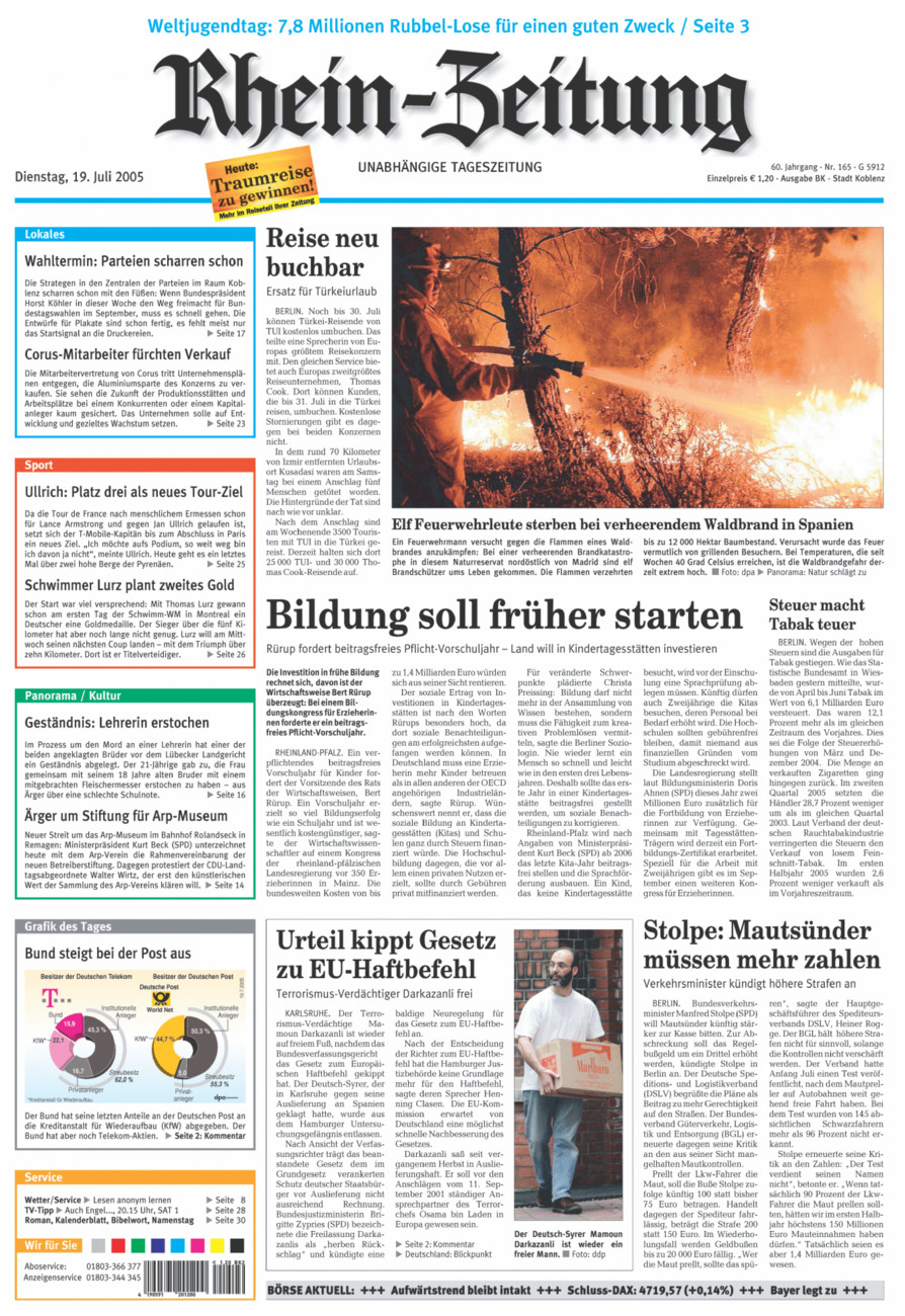 Rhein-Zeitung Koblenz & Region vom Dienstag, 19.07.2005