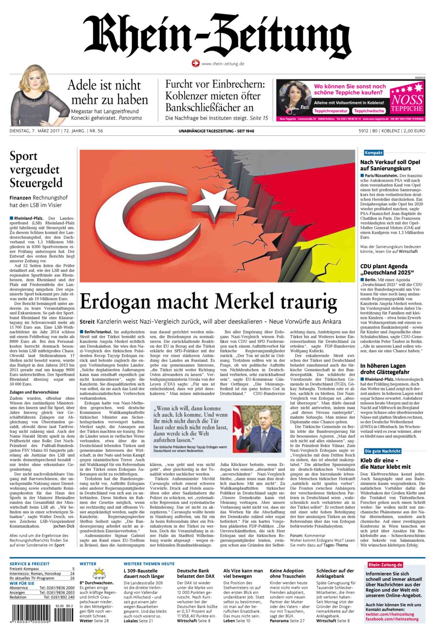 Rhein-Zeitung Koblenz & Region vom Dienstag, 07.03.2017