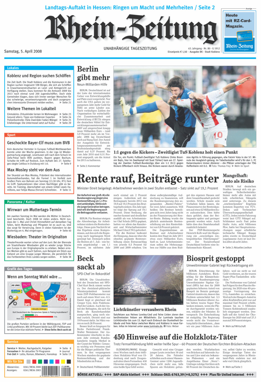 Rhein-Zeitung Koblenz & Region vom Samstag, 05.04.2008
