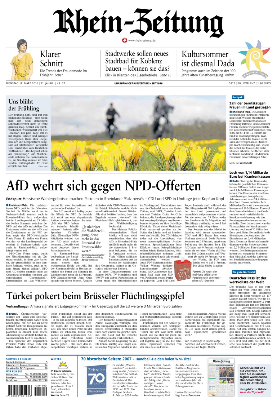 Rhein-Zeitung Koblenz & Region vom Dienstag, 08.03.2016