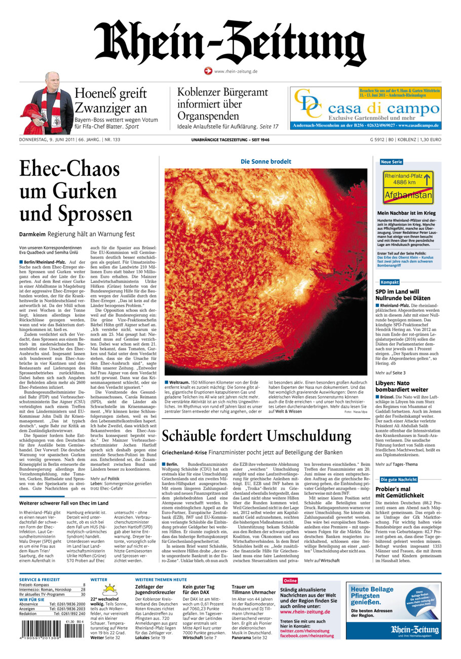 Rhein-Zeitung Koblenz & Region vom Donnerstag, 09.06.2011