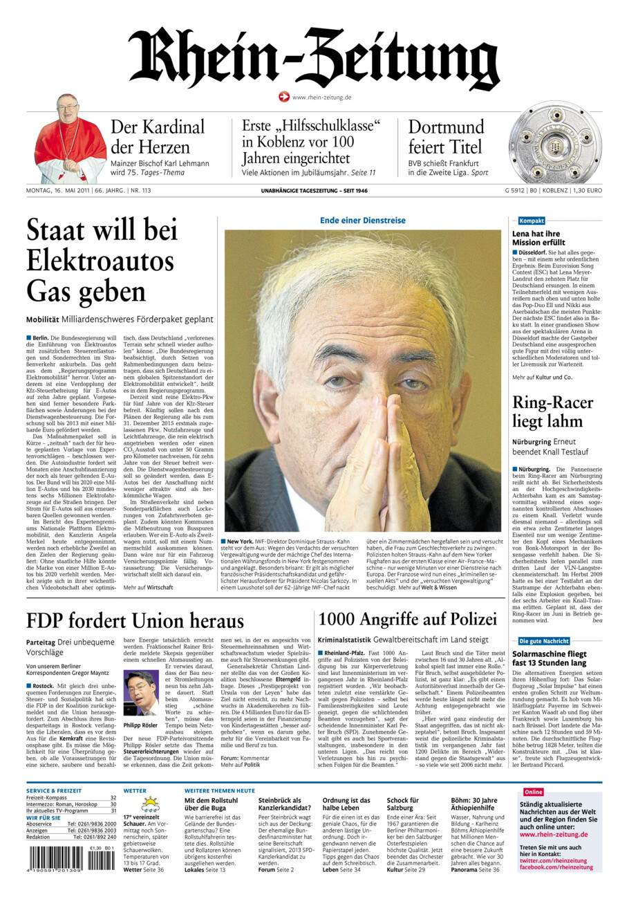 Rhein-Zeitung Koblenz & Region vom Montag, 16.05.2011