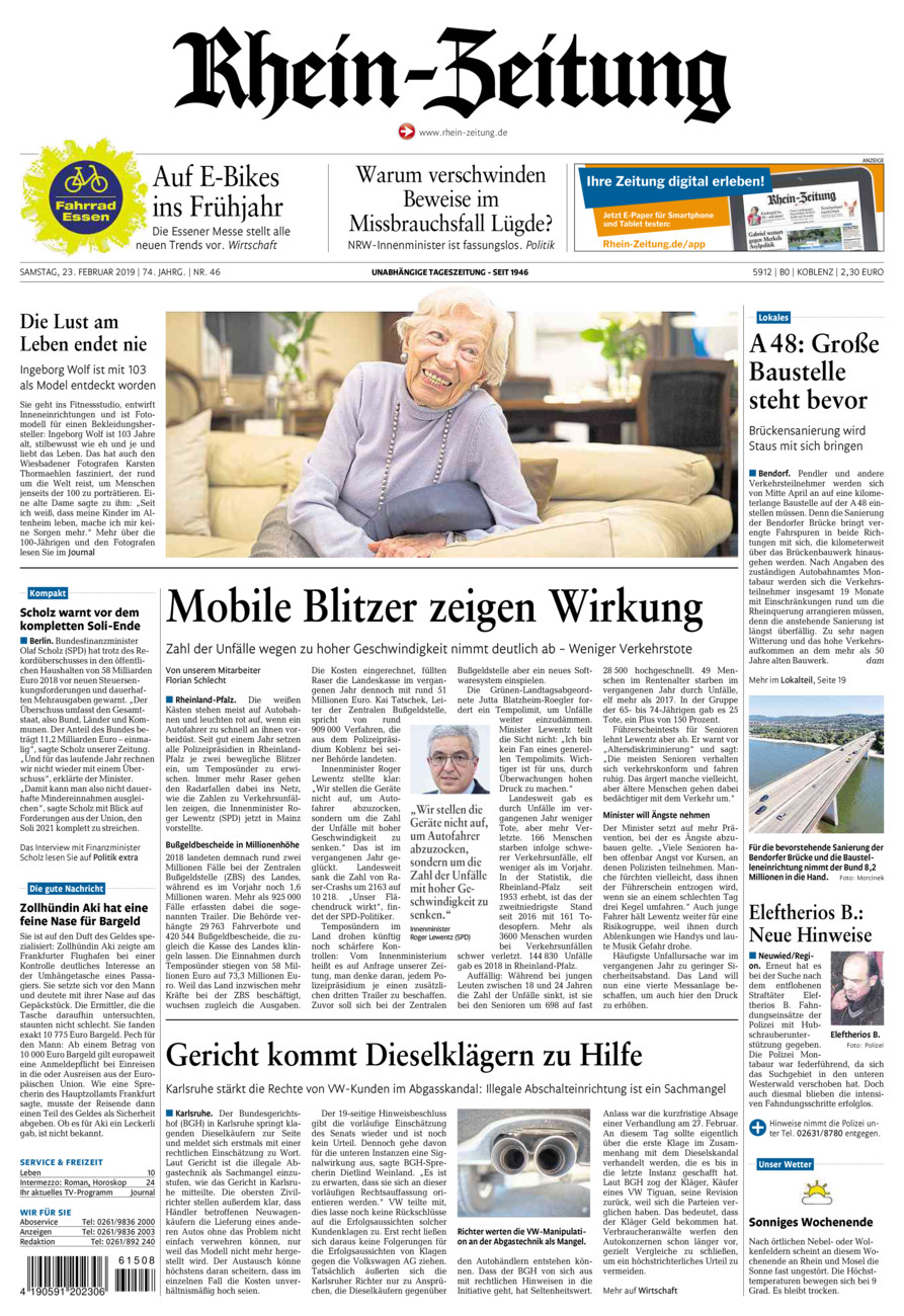 Rhein-Zeitung Koblenz & Region vom Samstag, 23.02.2019