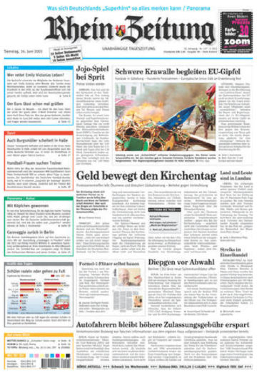 Rhein-Zeitung Koblenz & Region vom Samstag, 16.06.2001