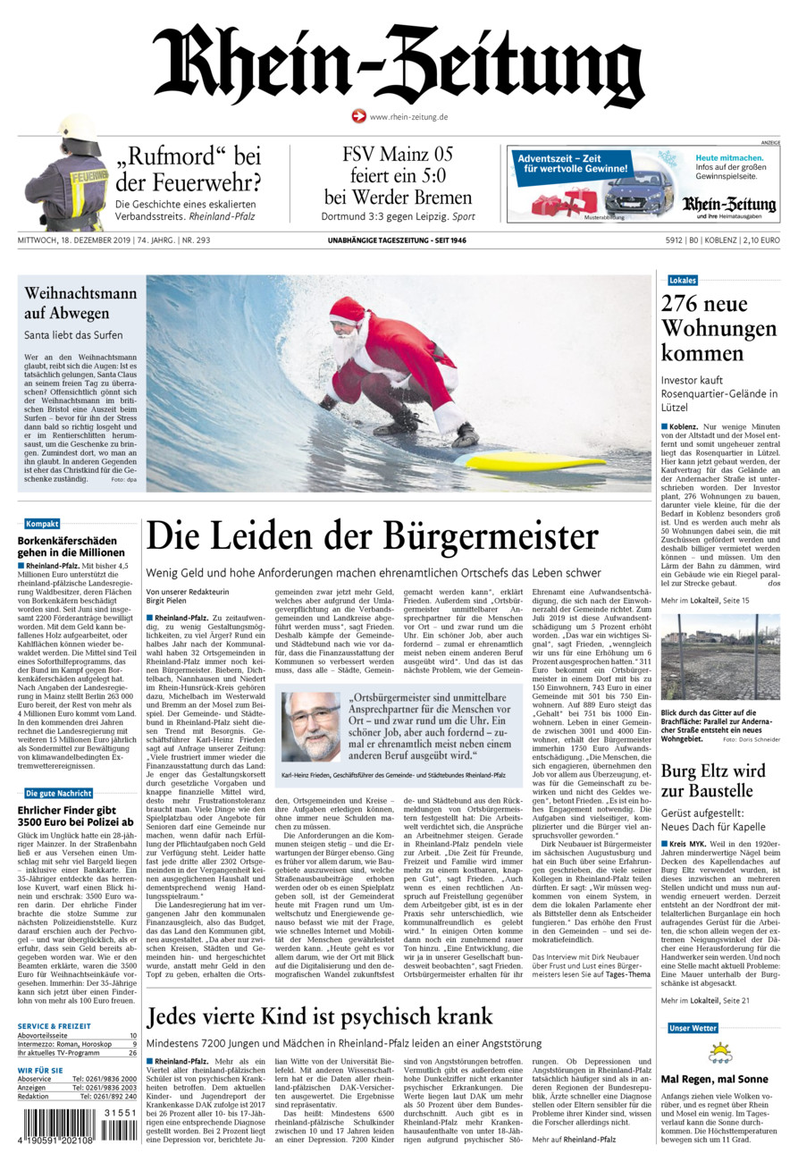 Rhein-Zeitung Koblenz & Region vom Mittwoch, 18.12.2019