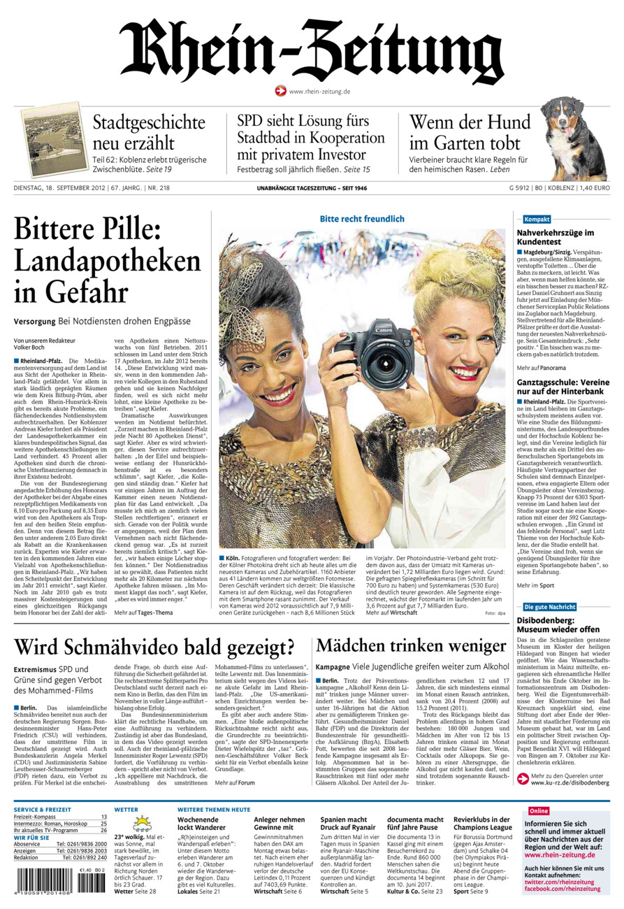 Rhein-Zeitung Koblenz & Region vom Dienstag, 18.09.2012