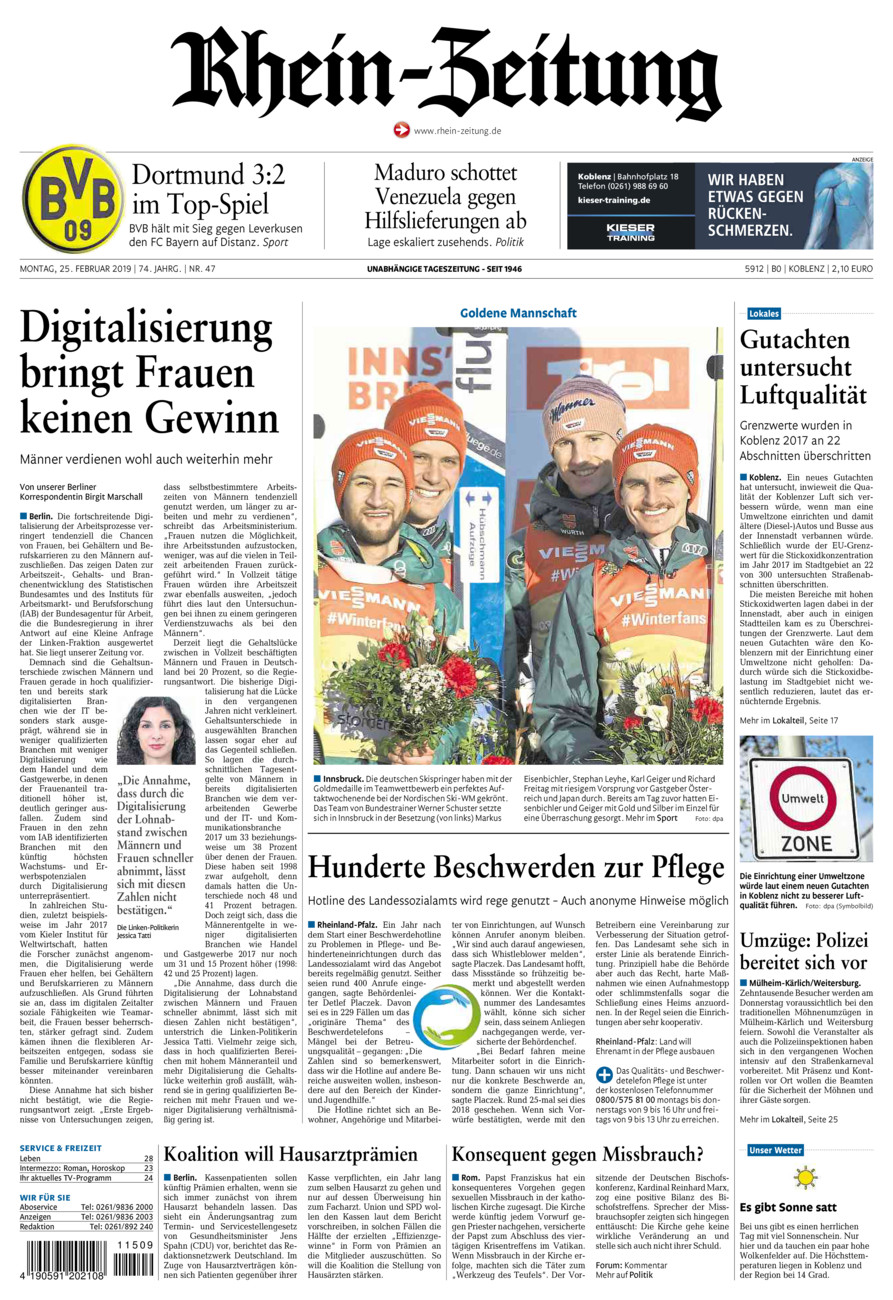 Rhein-Zeitung Koblenz & Region vom Montag, 25.02.2019