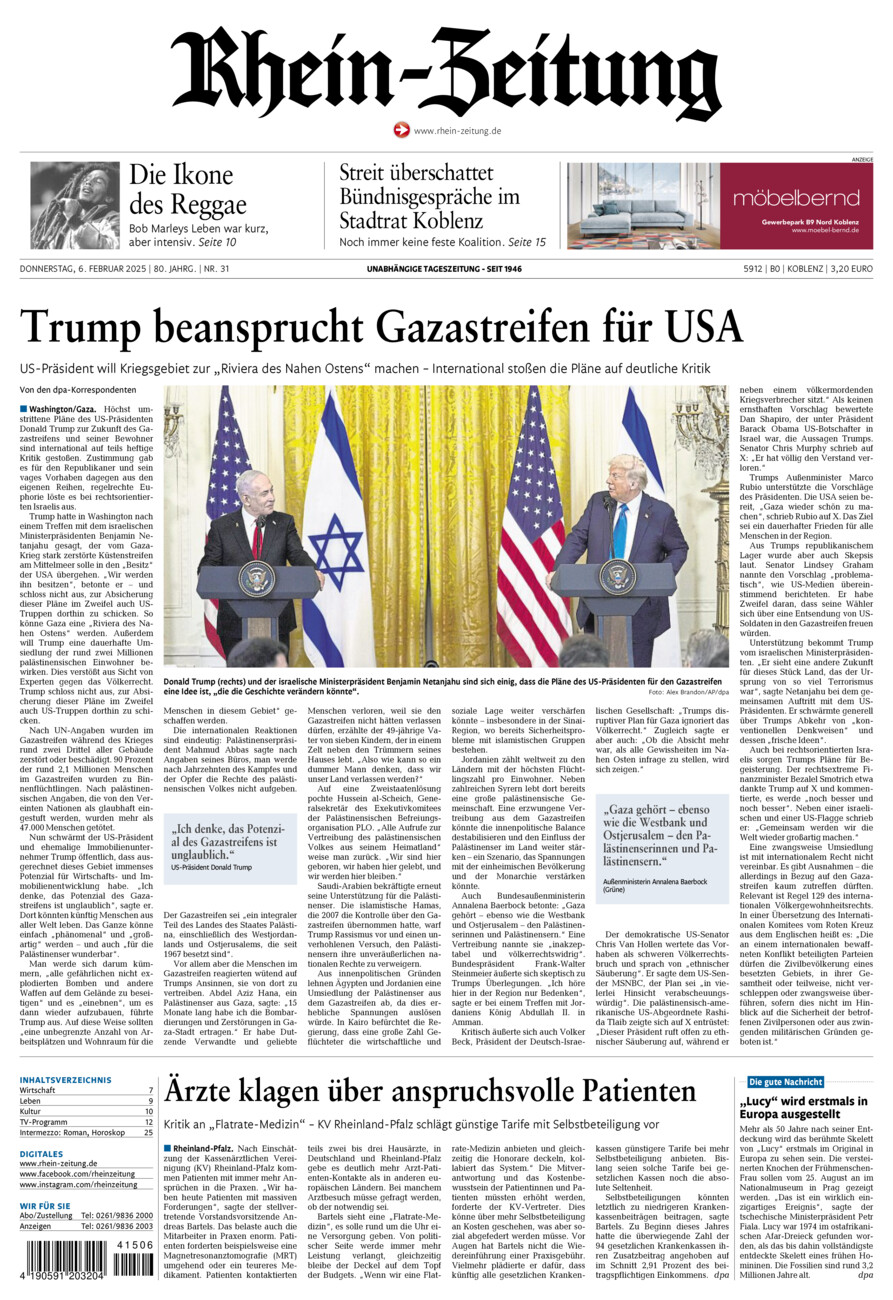 Rhein-Zeitung Koblenz & Region vom Donnerstag, 06.02.2025