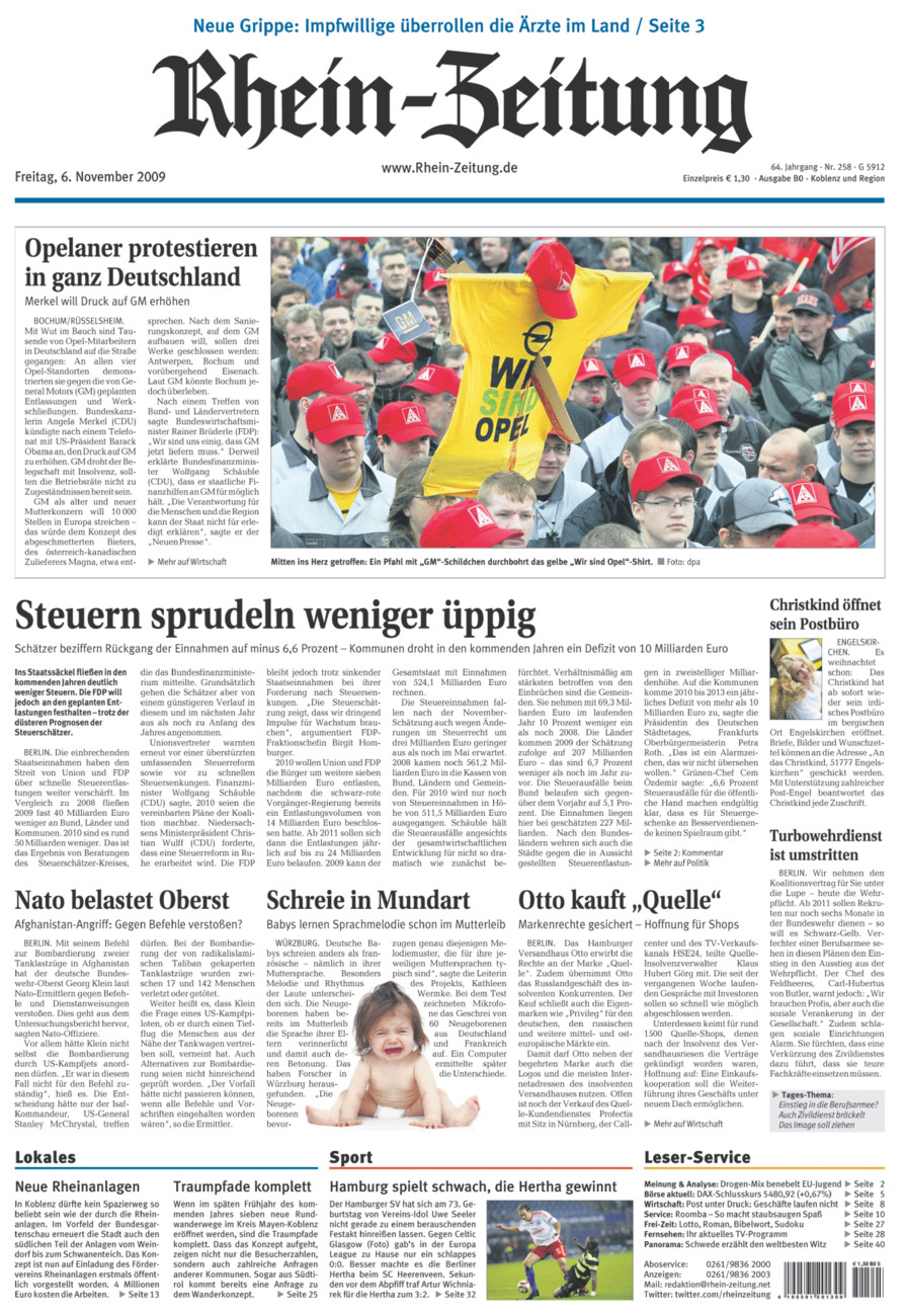 Rhein-Zeitung Koblenz & Region vom Freitag, 06.11.2009