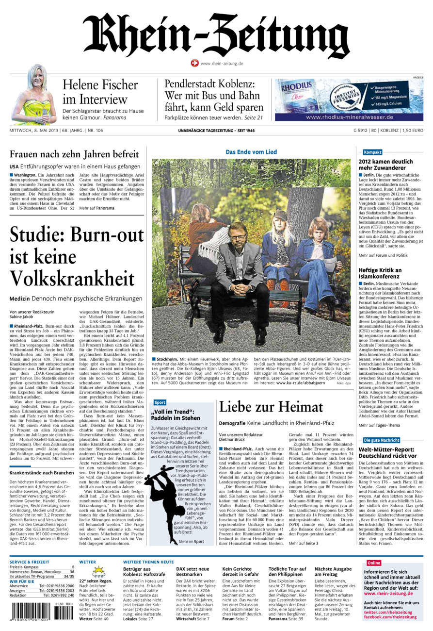 Rhein-Zeitung Koblenz & Region vom Mittwoch, 08.05.2013