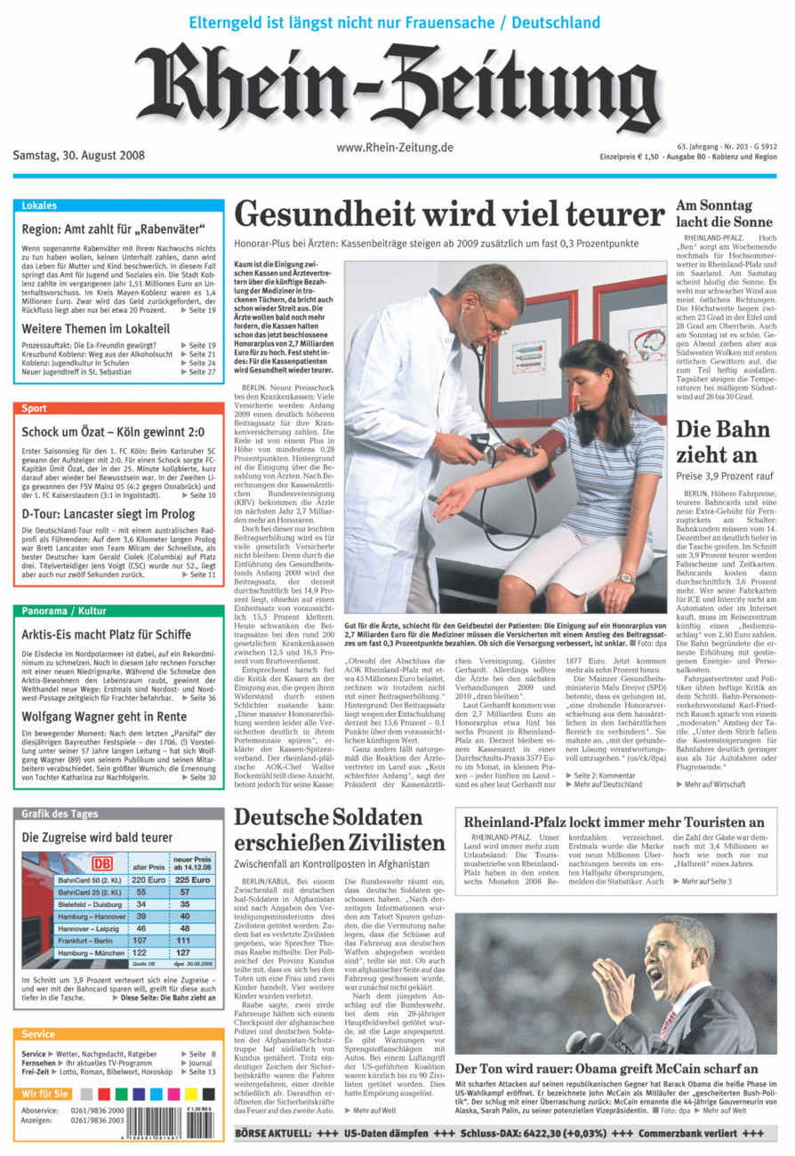 Rhein-Zeitung Koblenz & Region vom Samstag, 30.08.2008