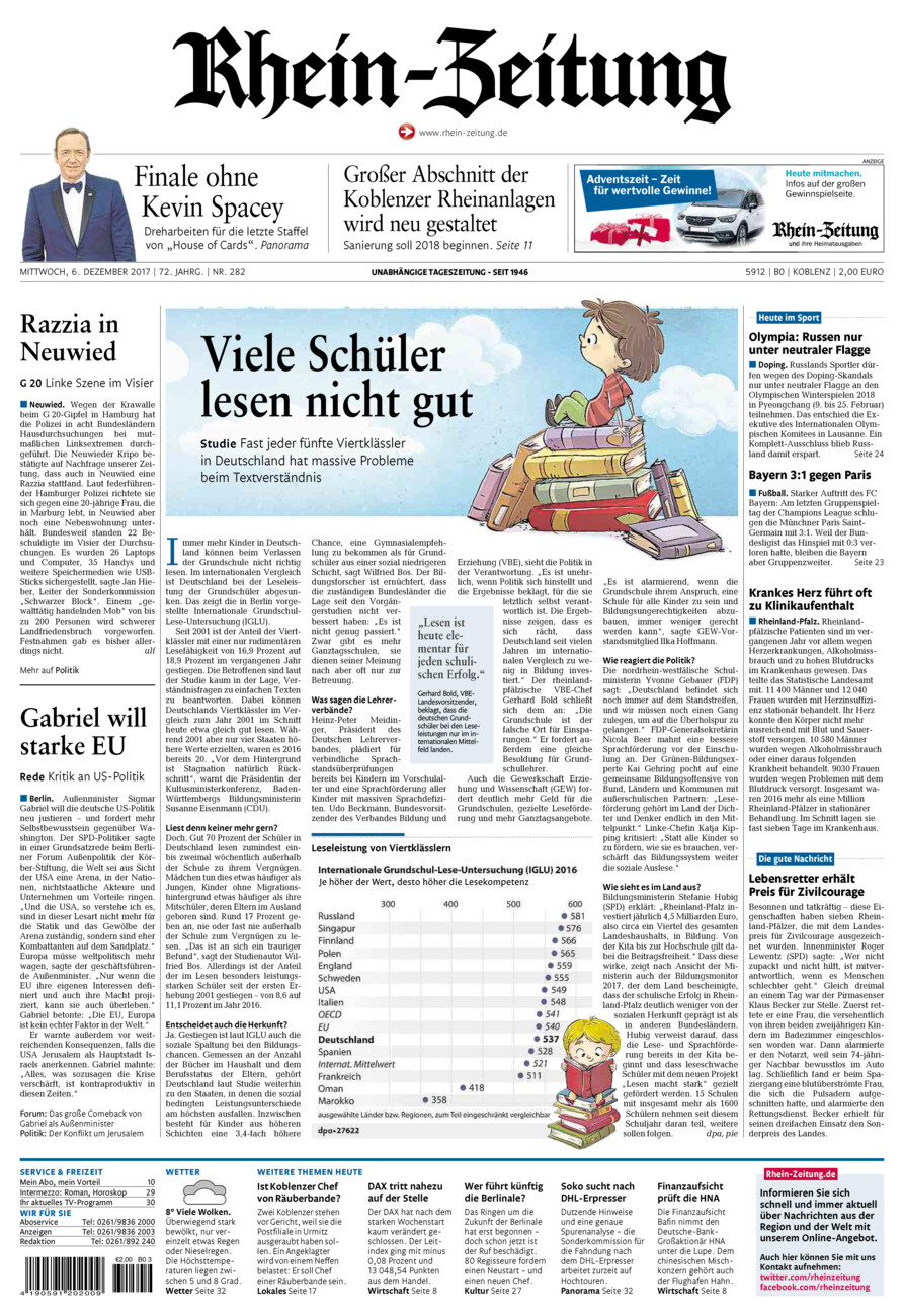 Rhein-Zeitung Koblenz & Region vom Mittwoch, 06.12.2017
