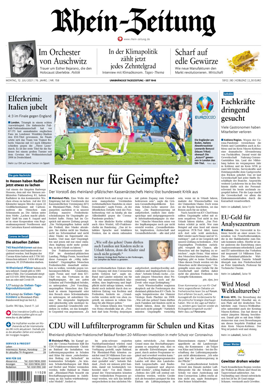 Rhein-Zeitung Koblenz & Region vom Montag, 12.07.2021