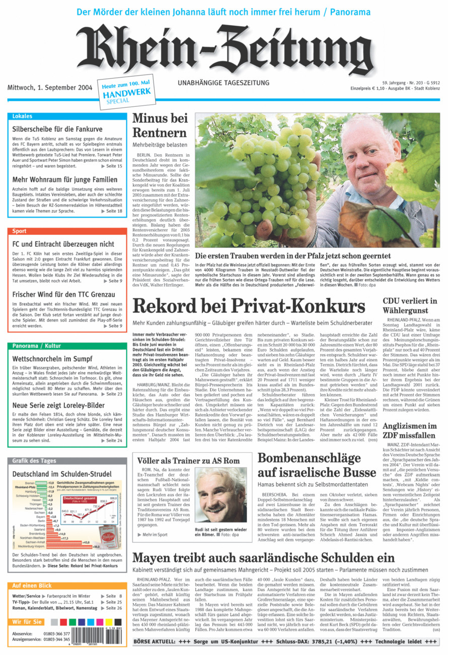 Rhein-Zeitung Koblenz & Region vom Mittwoch, 01.09.2004