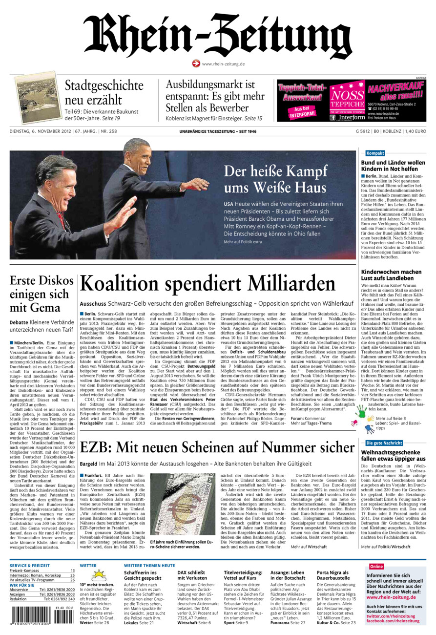 Rhein-Zeitung Koblenz & Region vom Dienstag, 06.11.2012