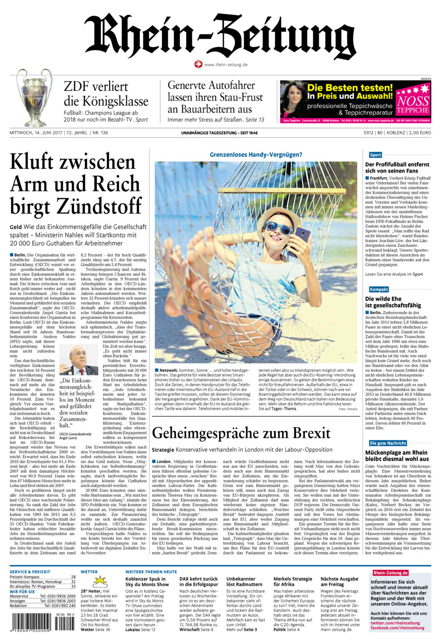Rhein-Zeitung Koblenz & Region vom Mittwoch, 14.06.2017