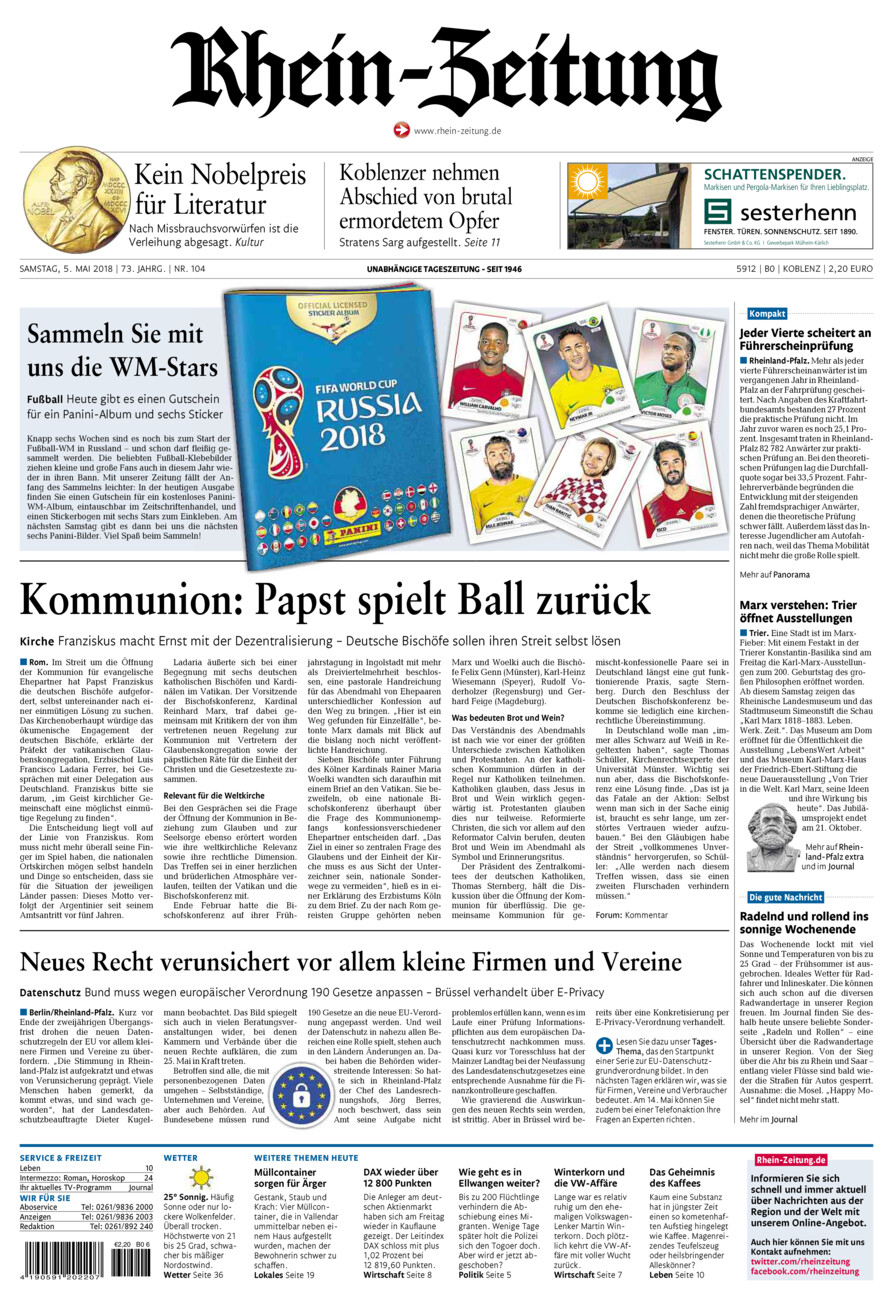 Rhein-Zeitung Koblenz & Region vom Samstag, 05.05.2018
