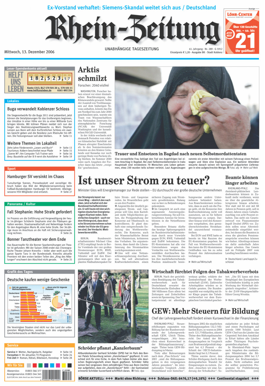 Rhein-Zeitung Koblenz & Region vom Mittwoch, 13.12.2006