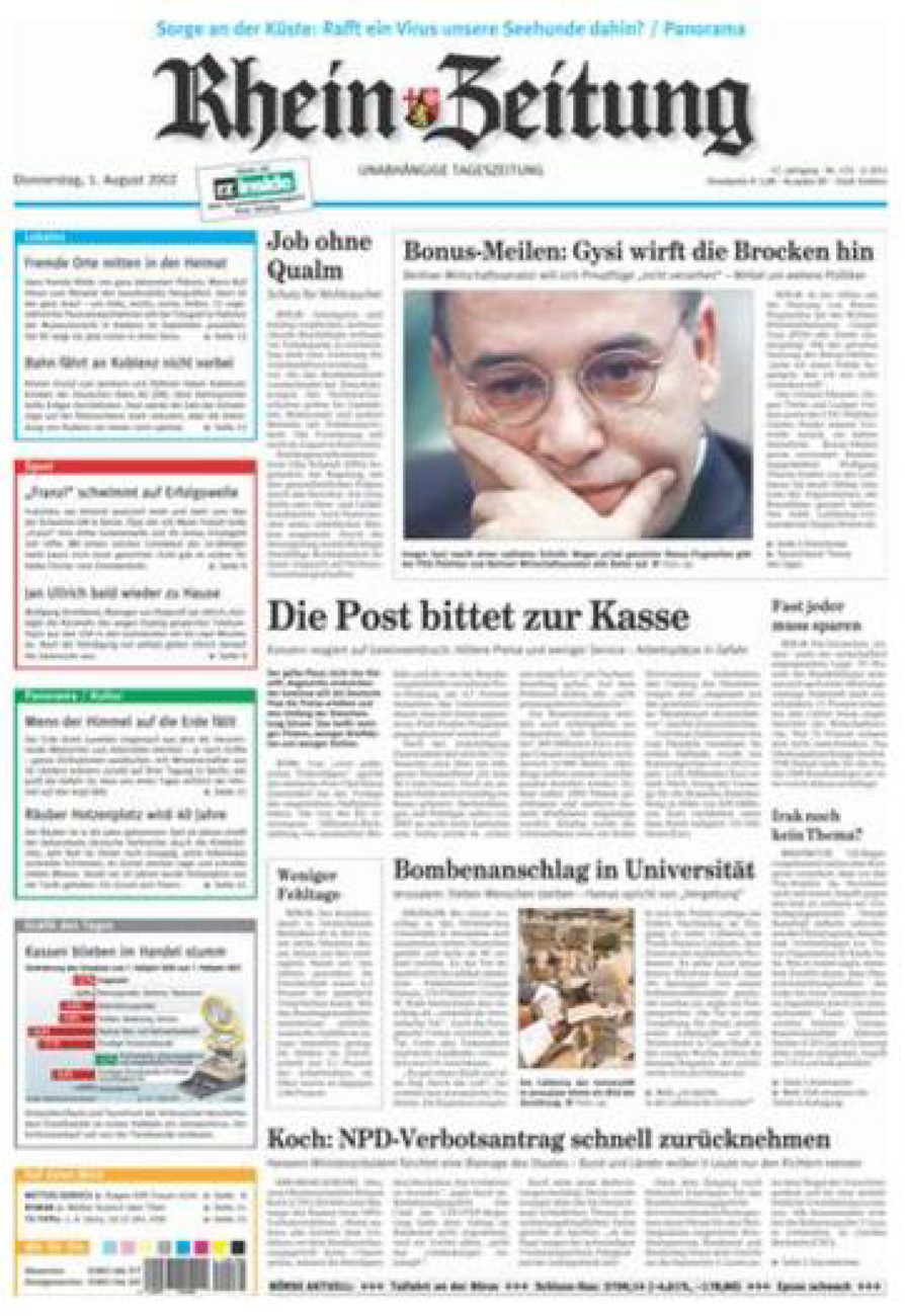 Rhein-Zeitung Koblenz & Region vom Donnerstag, 01.08.2002