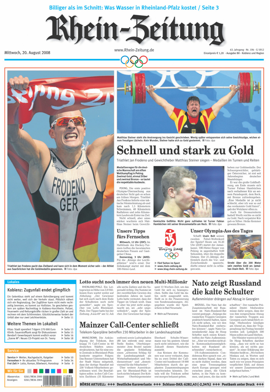 Rhein-Zeitung Koblenz & Region vom Mittwoch, 20.08.2008