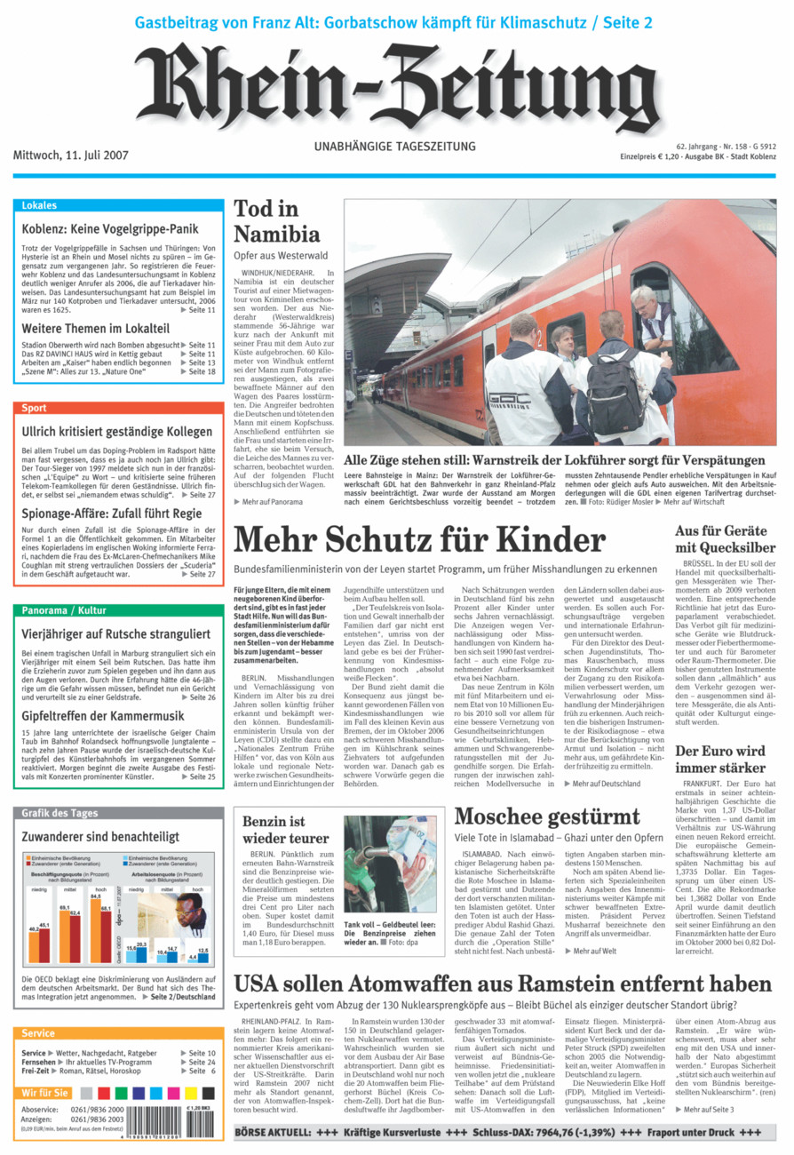 Rhein-Zeitung Koblenz & Region vom Mittwoch, 11.07.2007