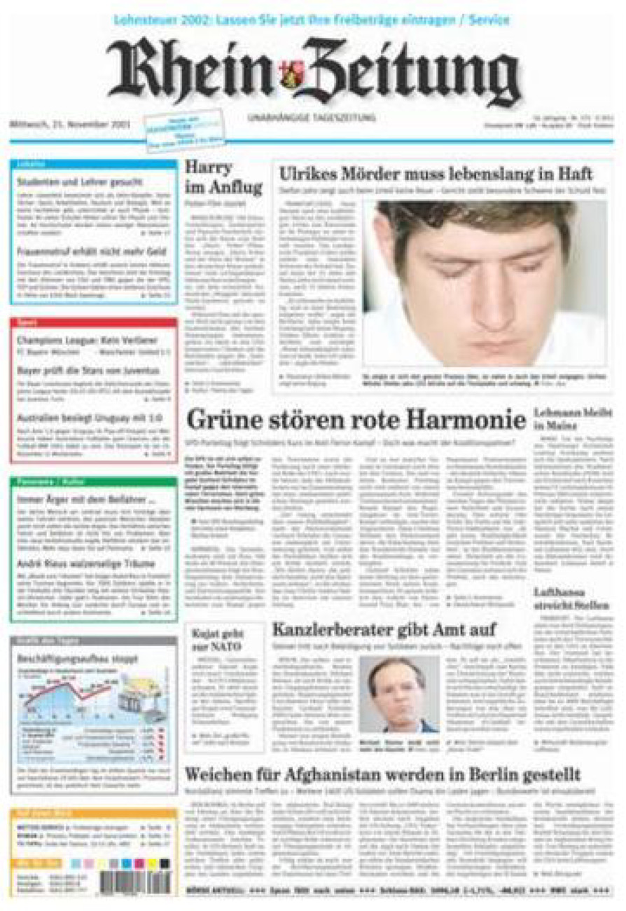 Rhein-Zeitung Koblenz & Region vom Mittwoch, 21.11.2001